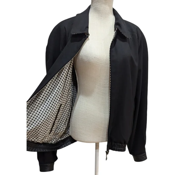 VTG One Hundred % Bijan! Cashmere & Silk Reversible Short Jacket w/ Leather Trim